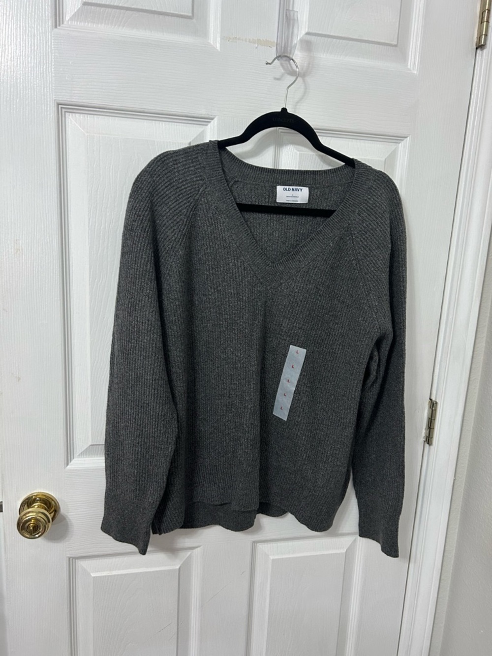 Old Navy Gray Ribbed V-Neck Sweater